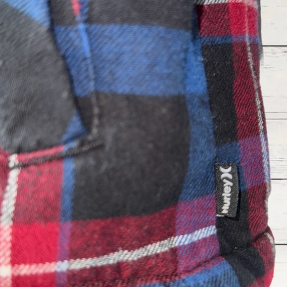 Hurley Sherpa Lined Plaid Jacket Men’s Medium Red Blue Flannel Coat - Picture 10 of 10